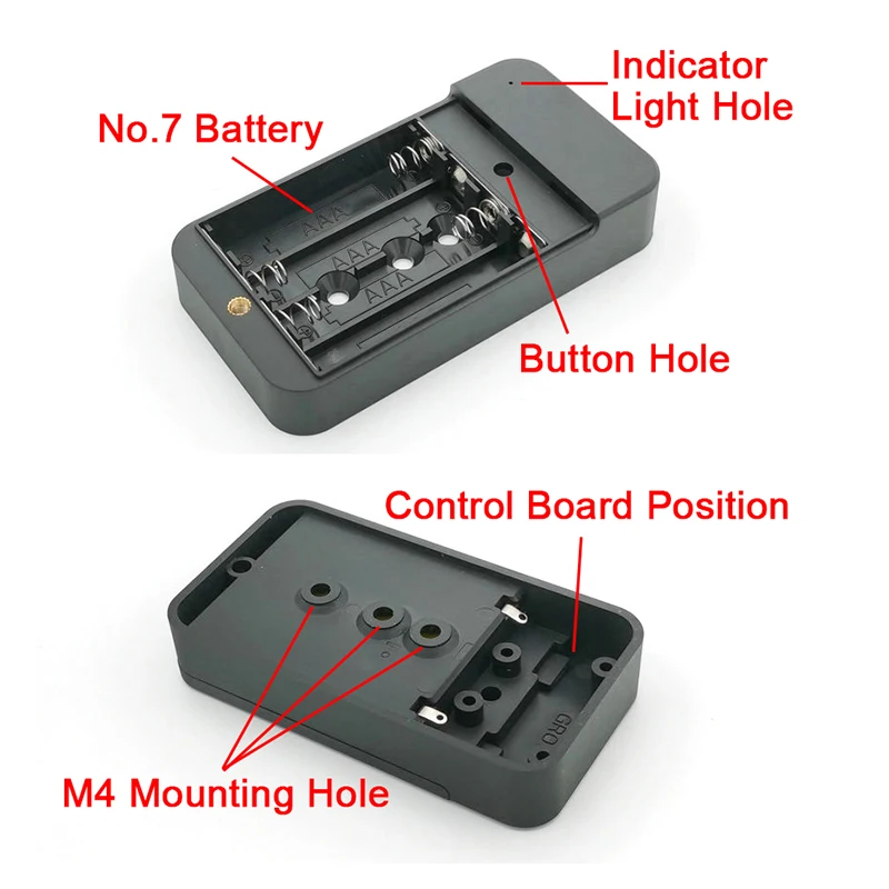 Black Plastic Battery Box Enclosure Case For Access Control System Easy Installation Have Control Board Position