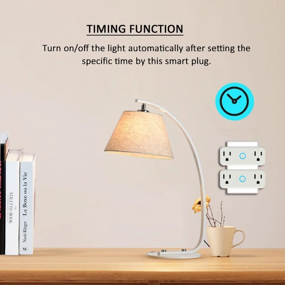 Mini WiFi Smart Socket US Standard Dual Outlet Wall Switch Plug Work with Amazon Alexa Google Home Voice Control  Socket