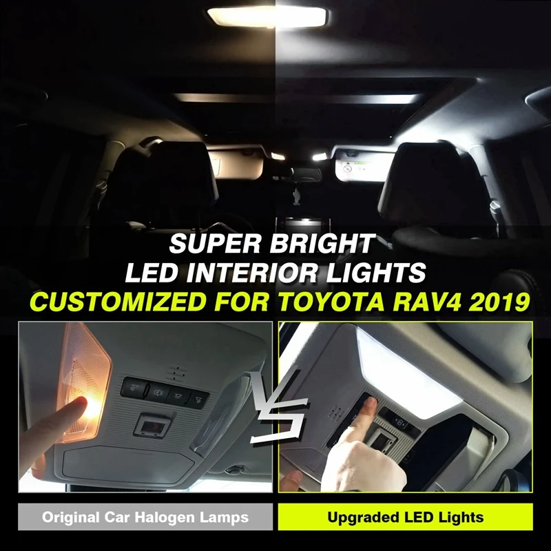 for Toyota RAV4 XA50 2019 2020 2021 RAV 4 MK5 Car Night Interior Dome Roof lights LED 4x4 Trunk Reading Lamp White Canbus Bulbs