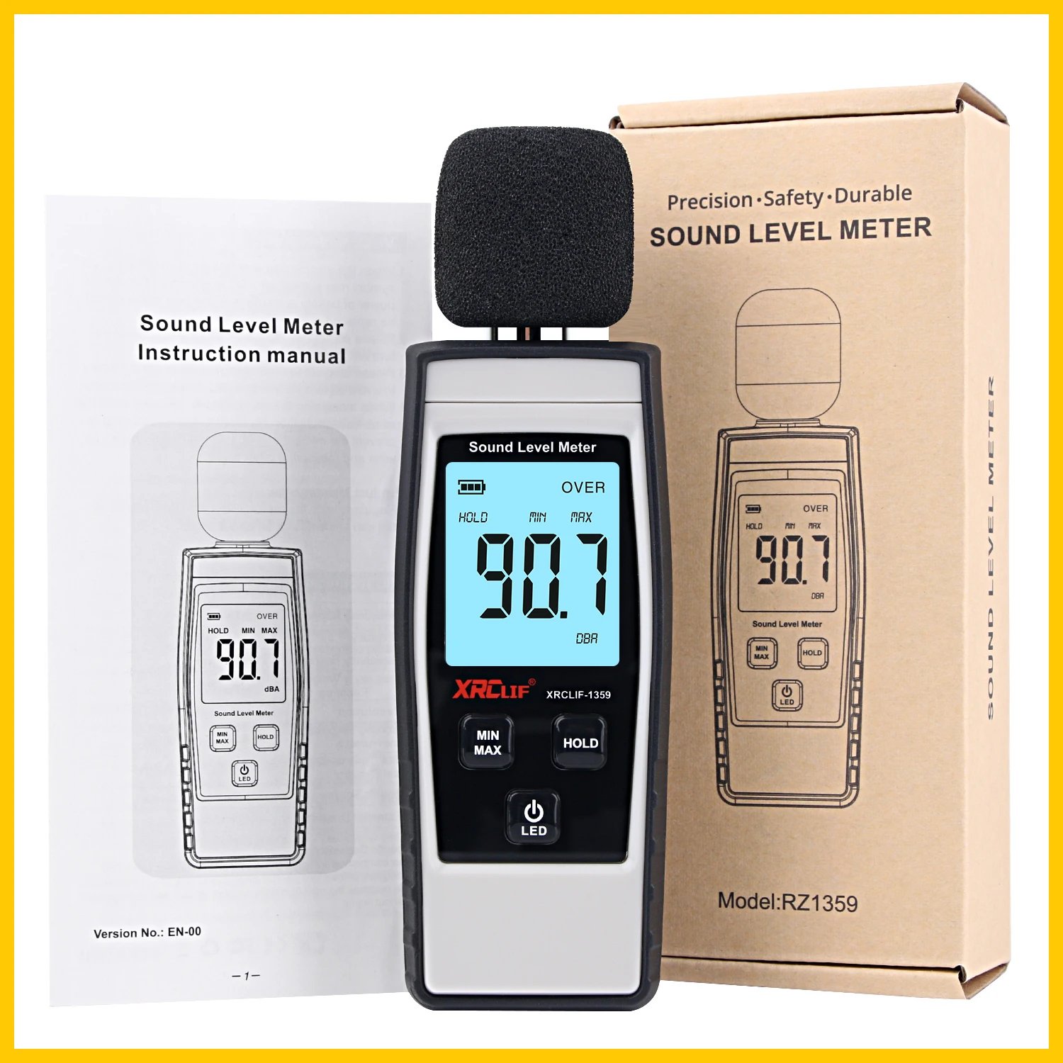 XRCLIF Sound Level Meter Digital DB Level Meter Audio Monitor 30-130dB Decibelimeter Noise Meter