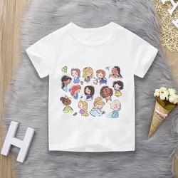 Unisex Sommer kinder Kleidung Prinzessin Niedlichen Cartoon Jungen Und Mädchen T-shirt Ästhetik Spaß Kid Top Crew Neck Weiß Kurze hülse