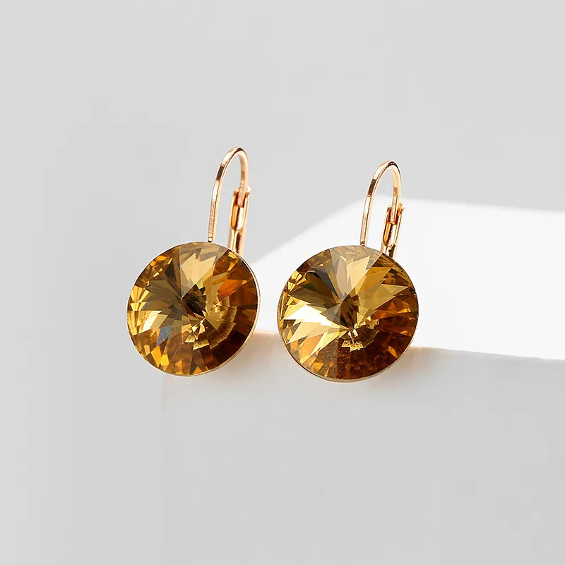 Fashion Classic Crystals Hoop Earring Leverback Dangle Earrings Party Jewelry for Women Gift