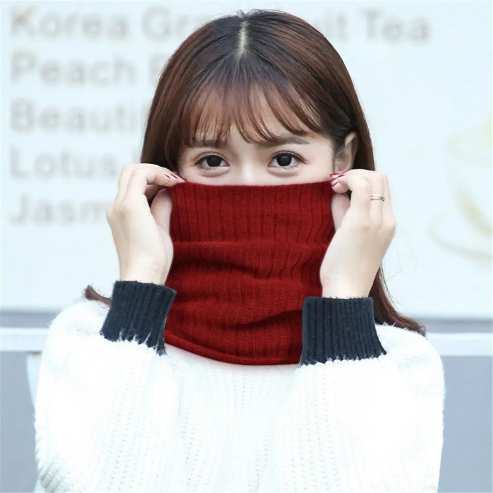 Soft Windproof Collar Scarf Double-Layer Thick Winter Neck Gaiter Circle Loop Scarves Neck Warmer Fleece Lined Scarf