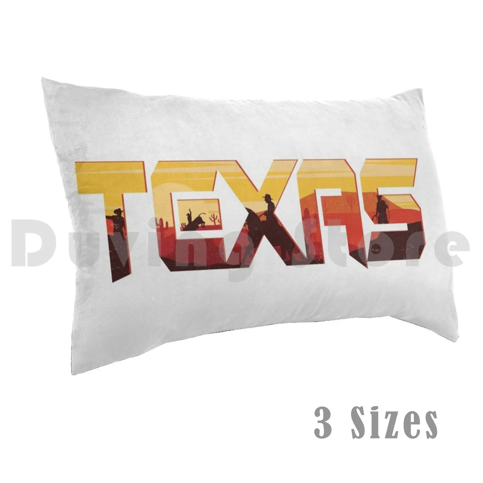 Capa de almofada com ilustração de cowboy do Texas impressa 50x75 Paisagem topográfica do cowboy do Texas EUA Dallas Austin Tx