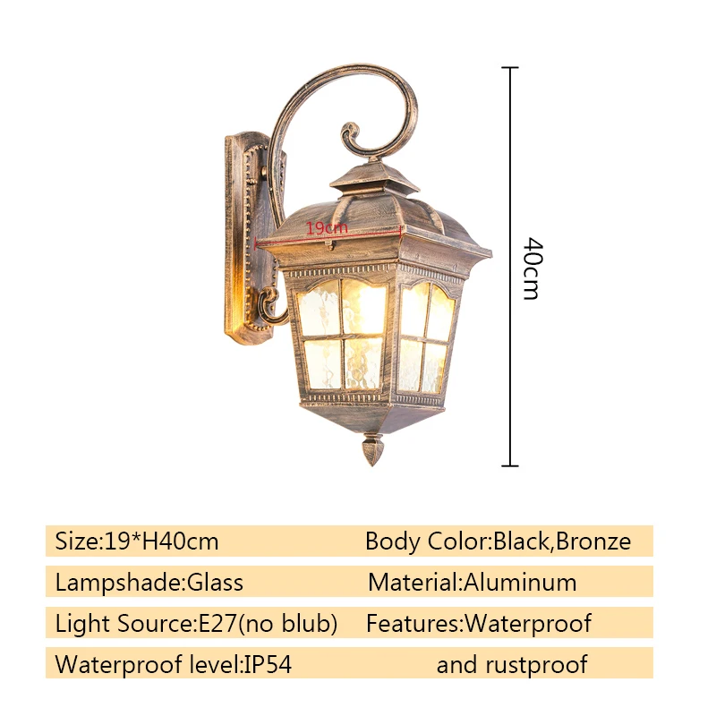 ヨーロッパスタイルの屋外ウォールランプ,防水,ヴィラ,庭,通路,バルコニー,アメリカ,ヴィンテージ,パティオ,ゲート