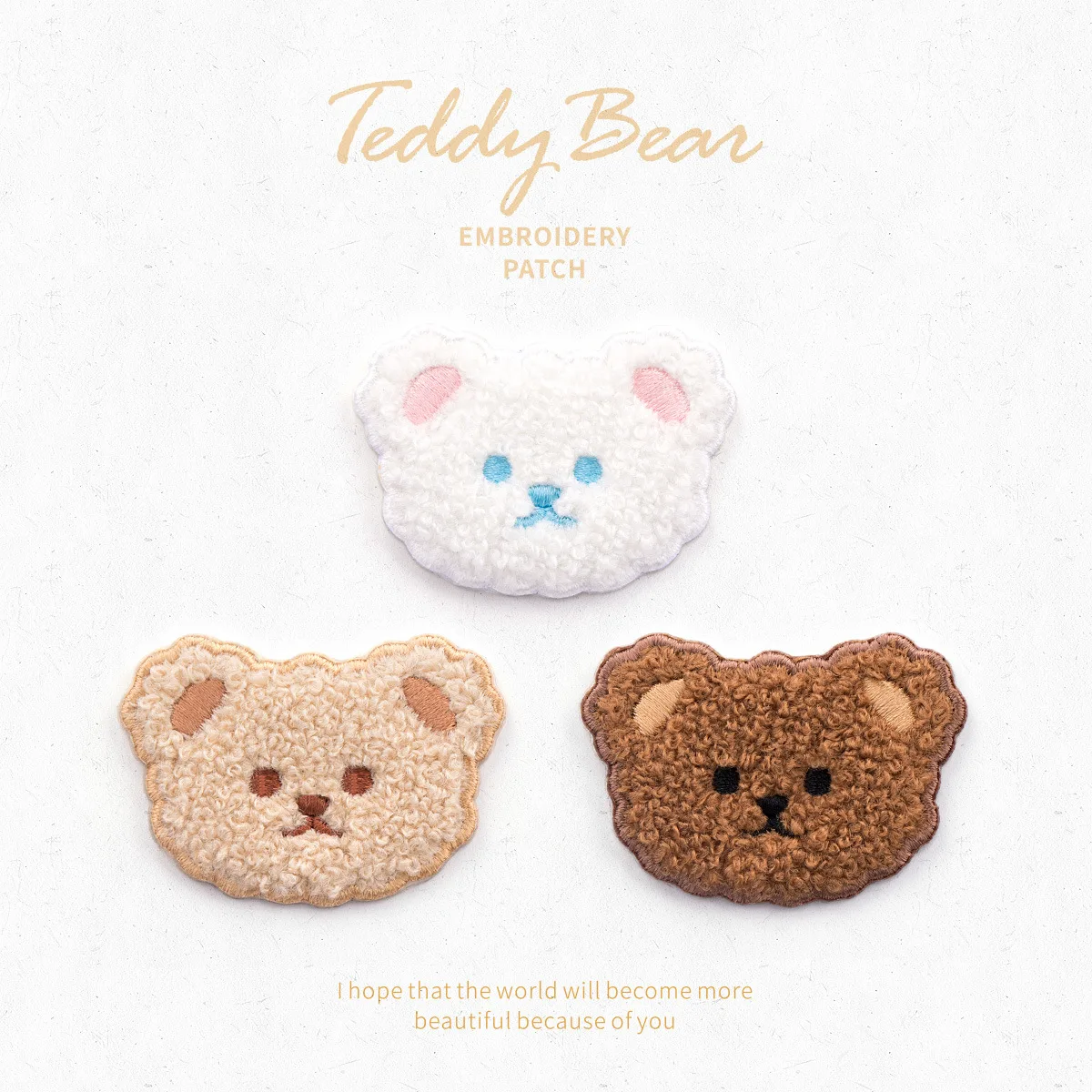 Lovely Plush Teddy Bear Patch Embroidery Cloth Stickers Fashionable Patchwork with Self-adhesive Decoration for Bag Clothes