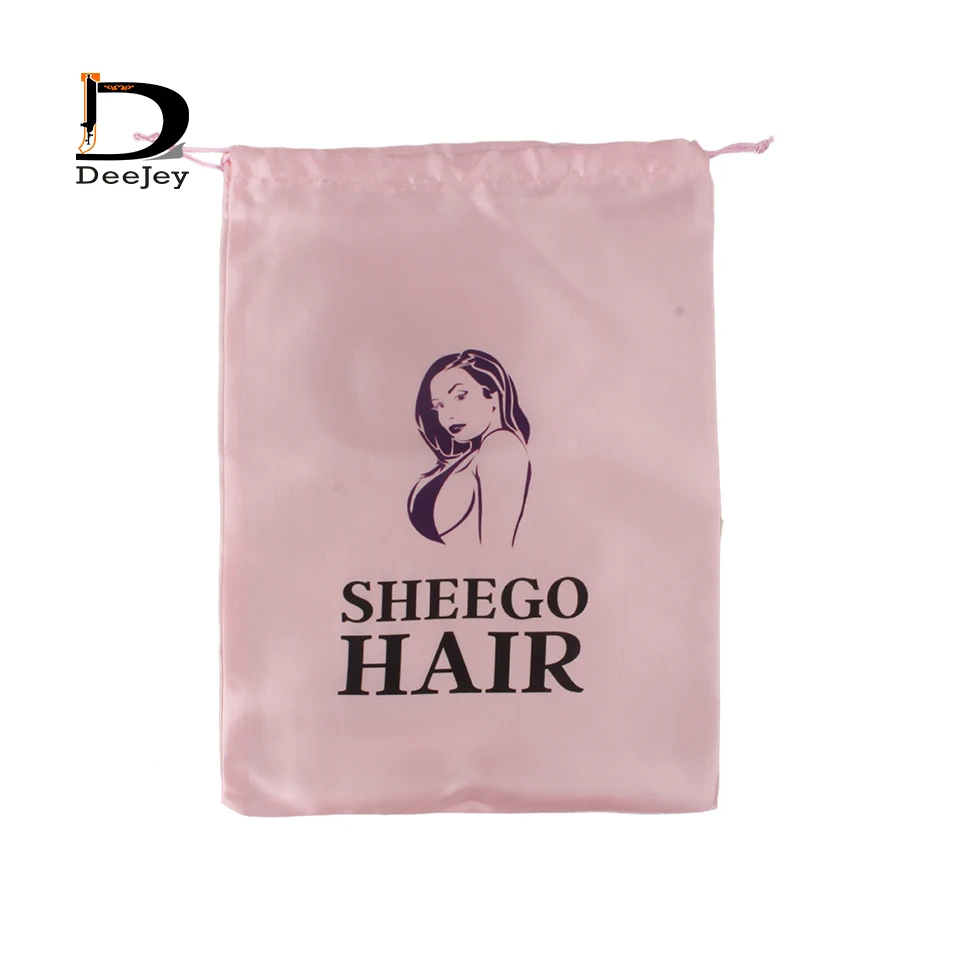 25x35cm personalized printed polyester satin silk bags drawstring hair bags packaging wig packaging bags 50pcs lot