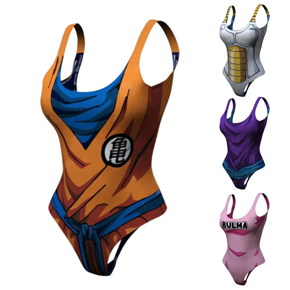 Biquíni Goku Vegeta para mulheres, maiô push up, sutiã acolchoado, monokini sexy, terno de praia, moda praia, verão, 1 pc