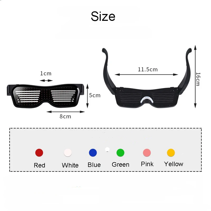 Magic Bluetooth Led Party Glasses APP Control Luminous Glasses USB Charge DIY Edit Multi-lingual Quick Flash Led