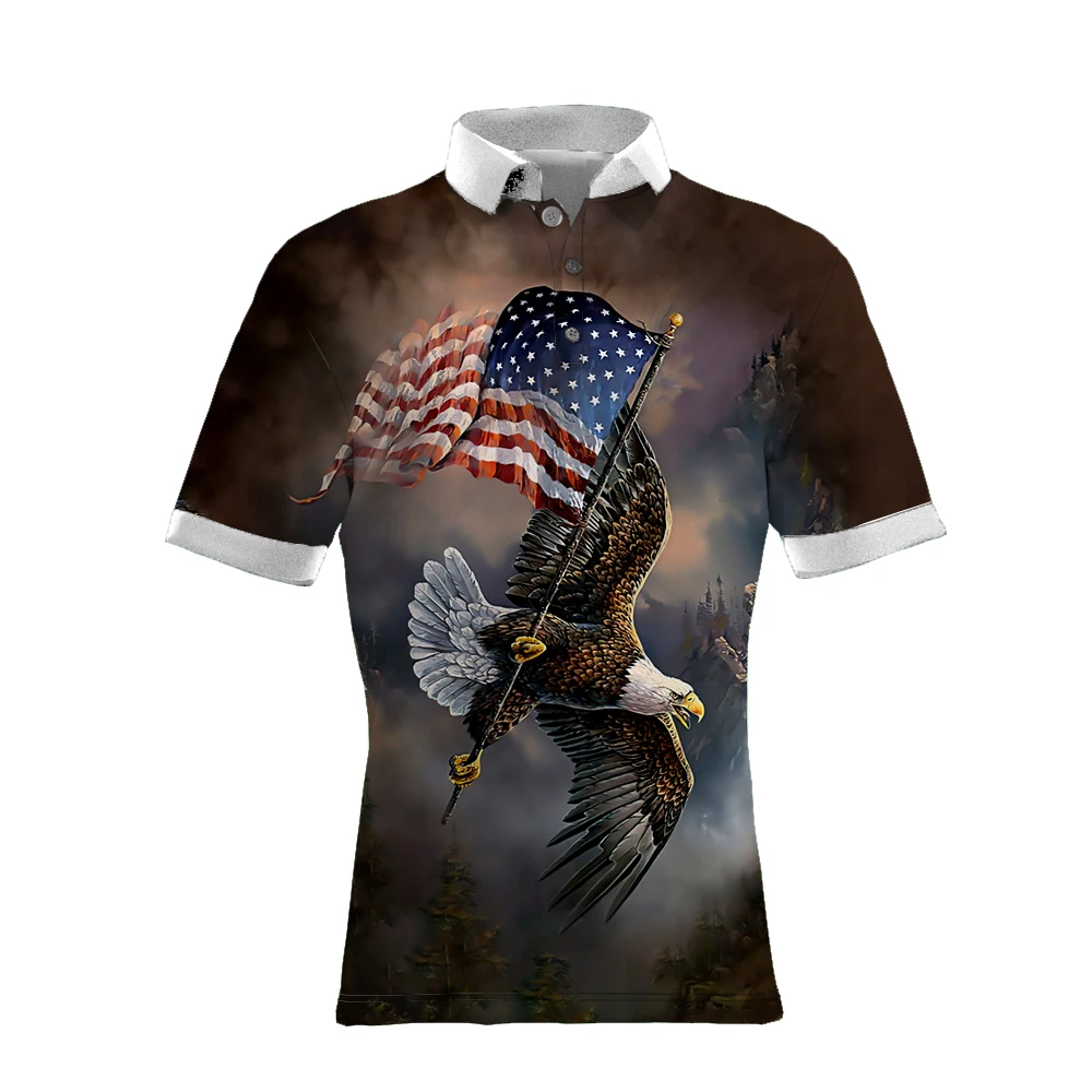 2021 Newest Men's Brand 3D Printed Sweatshirt Hip Hop American Flag Eagle Camouflage Fashion Polo T-shirt Large Size S-5XL