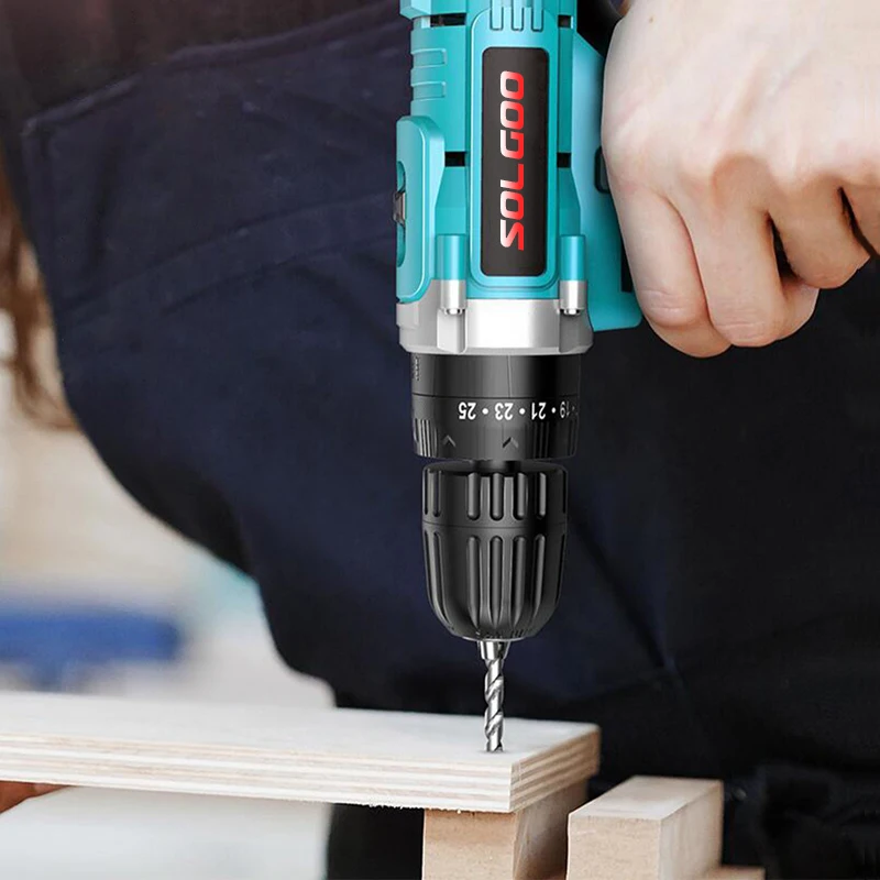 SOLGOO 12V 21V Electric Drill Cordless Electric Screwdriver Wireless Power Driver DC Lithium Ion Battery Household Rechargeable