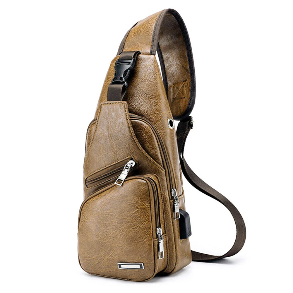 Fashion Chest Pack for Men Single Shoulder Bags USB Charging Chest Bag Crossbody Bags Anti Theft Outdoor Sports Messengers Bag