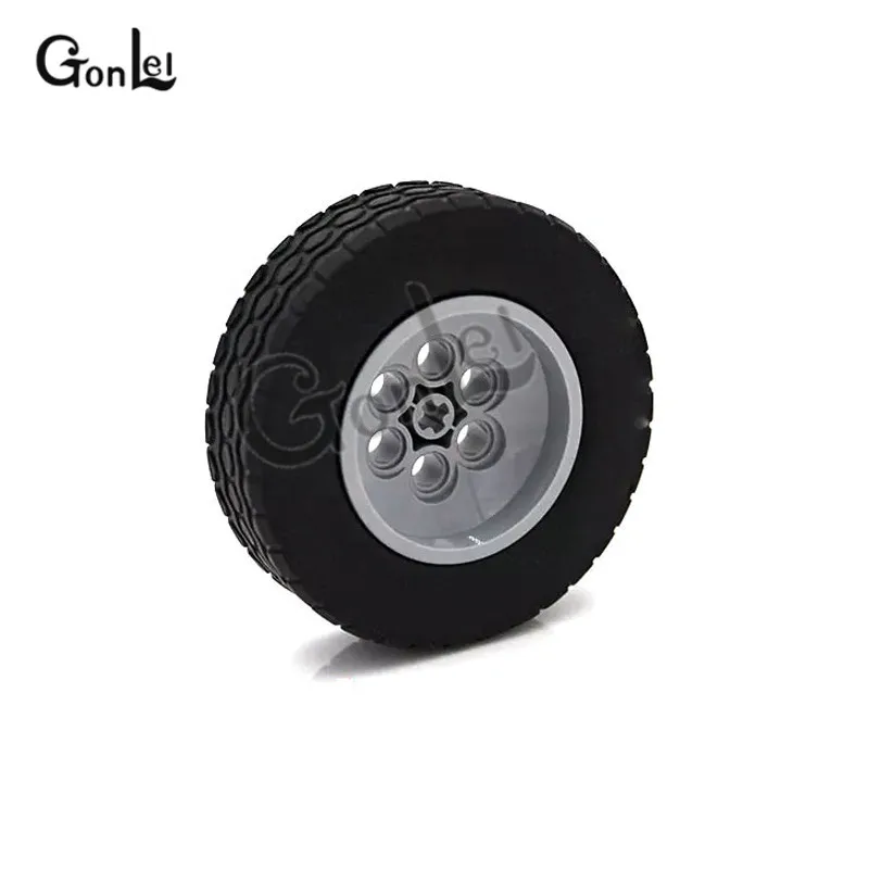 4Set/lot Technical Parts 32019 Tyre Tires 86652 Wheel 43.2mm D. x 18mm with Flush Axle for 42009 Crane Blocks Toys Parts