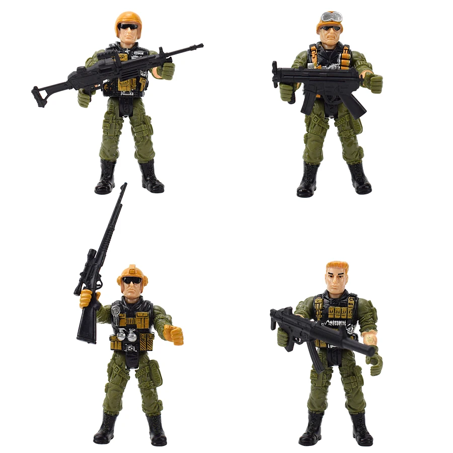 4 Soldiers & Weapons SWAT Military Army Action Figure Toys for Boys Combat Game Movable Joints Military Soldiers Model Toy