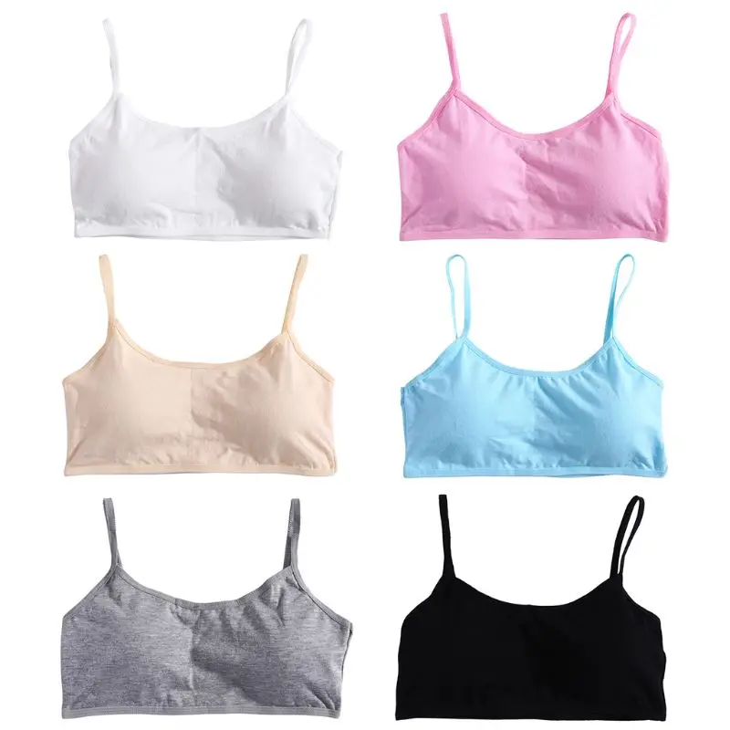 3pcs/set Young Girls Solid Soft Cotton Bra Puberty Teenage Breathable Underwear Sport Training Bras for 8 9 10 11 12 13 14 years