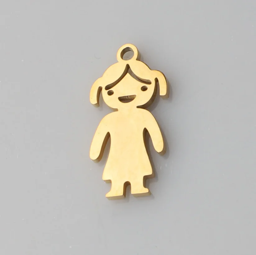 10pcs/Lot  Mirror Polish Stainless Steel Boy And Girls Charm for Making Necklace Bracelet Jewelry