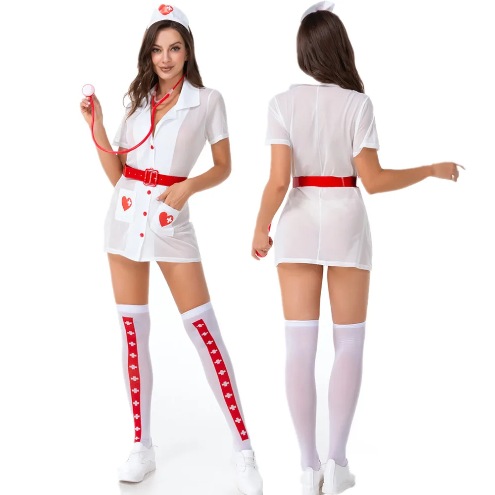 Full Set Exotic Women Sexy Lingerie Naughty Head Nurse Outfit Uniform Temptation Cosplay Costumes Halloween Fancy Dress