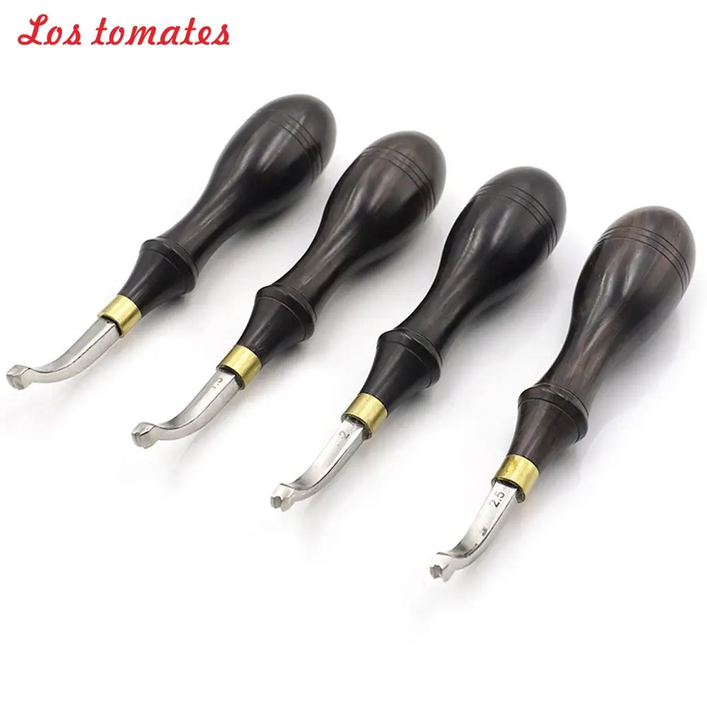 Leather Edge Creaser Leathercraft Edge Creasing Tool Leather Craft Hand Tools Leather Edge Tool with Wood Handle Hot Cold Press