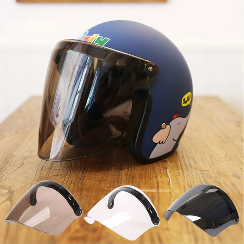 Universal 3-Snap Open Face Helmet Visor 3/4 Helmet Visor Shield for Scratch Resistant UV Protected