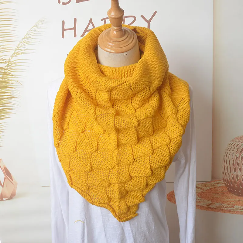 Winter Knitted Wrap Scarf for Women Chunky Circle Ring Snood Scarf Loop Scarfs Yellow Pink Neckerchief New Fashion