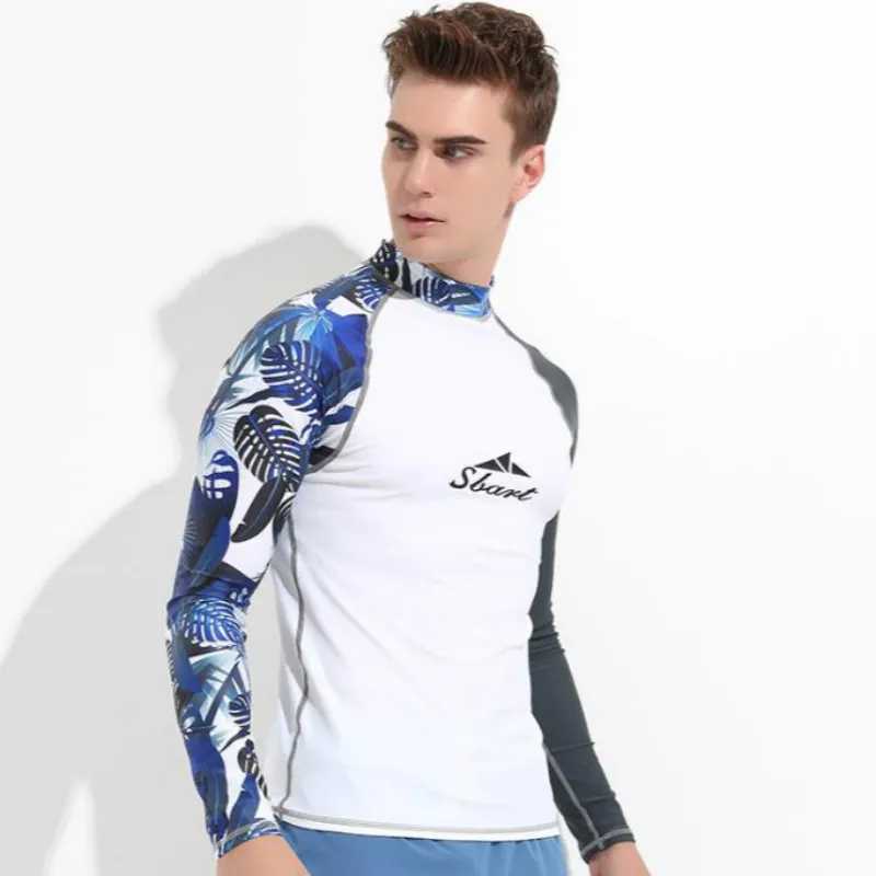 Rashguard Men Swim Tshirt Surf Diving Suit Water Sportswear Wetsuit Sun Protection Lycra Windsurf Long Sleeve Swimwear