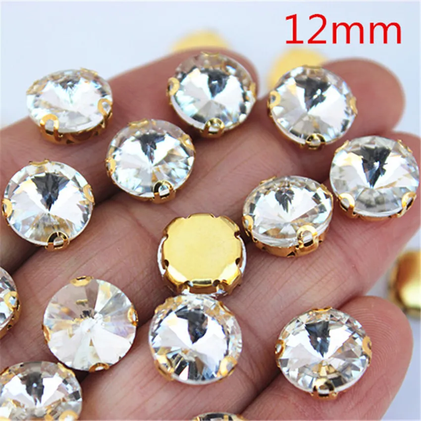 30pcs/Bag High Quality Mixed Gold Bottom Crystal Clear Glass Sew On Claw Rhinestones,DIY Wedding Dress Decoration Accessories