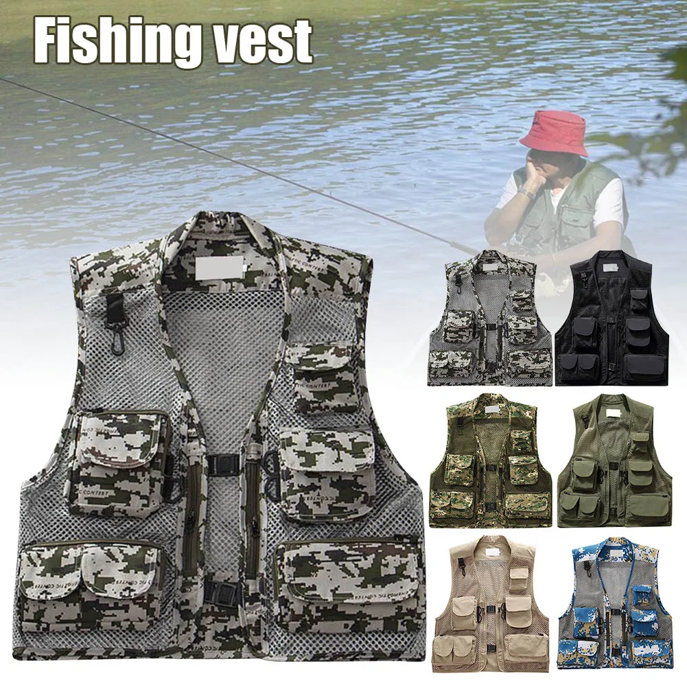 

NEW Men Fishing Vest Multi-Pocket Quick Dry Mesh Vest Outdoor Waistcoat