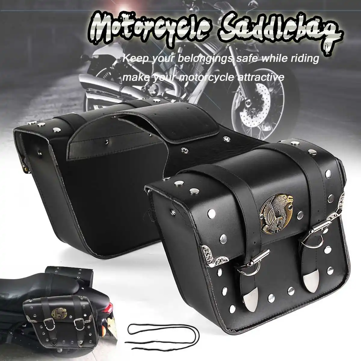 Universal Motorcycle Saddlebags Side Tool Pouch PU Leather Luggage Storage Bags Saddle Bags For Honda/Yamaha/Suzuki