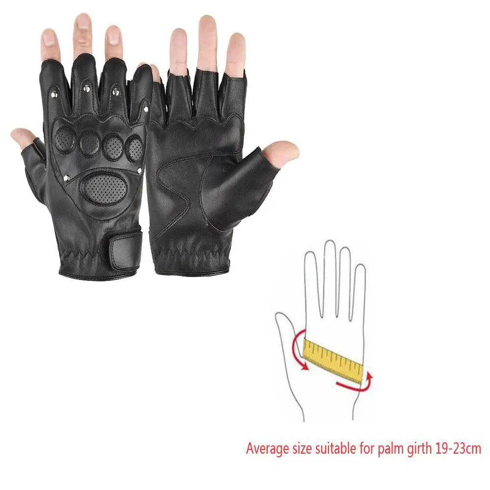 1 Paar Motorhandschoenen Pu Ademend Half Vinger Pu Leer Motorfiets Handschoenen Voor Riding Fietsen Vissen Tactical Sport