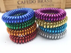 10 Metallic Colour Spiral Coil Elastic Hair Ties Scrunchies Telephone Cord 50mm