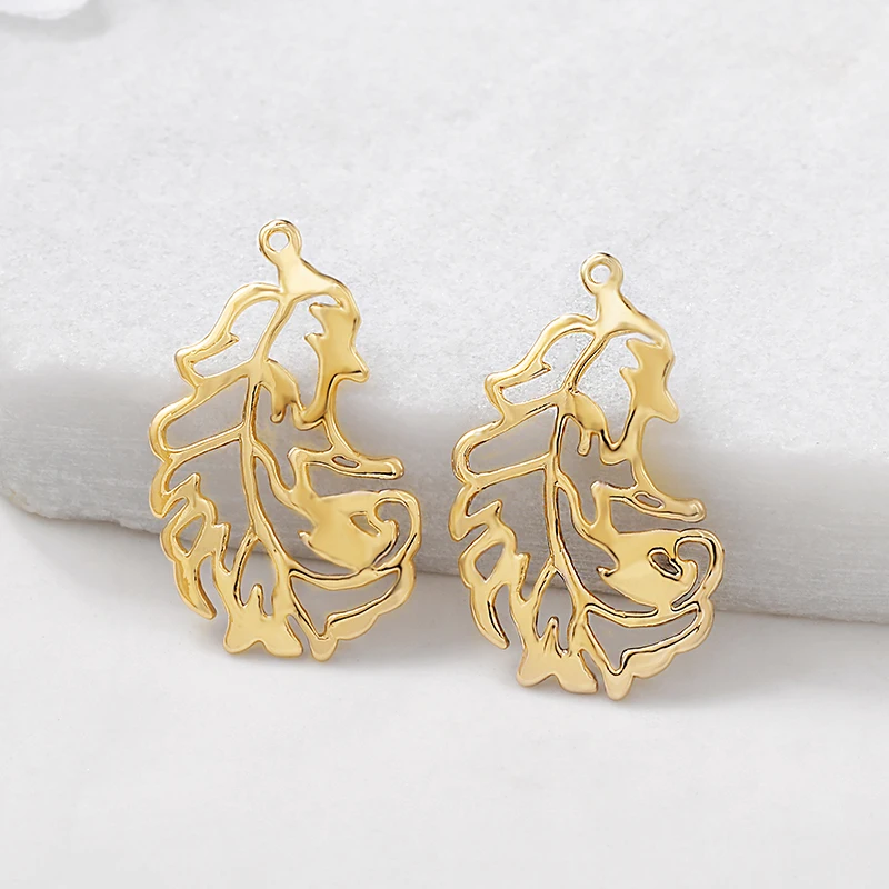 Factory wholesale Gold Color Brass Leaf Charms Pendants  Necklace and Bracelet Earring Diy Jewelry Making Supplies Accessories