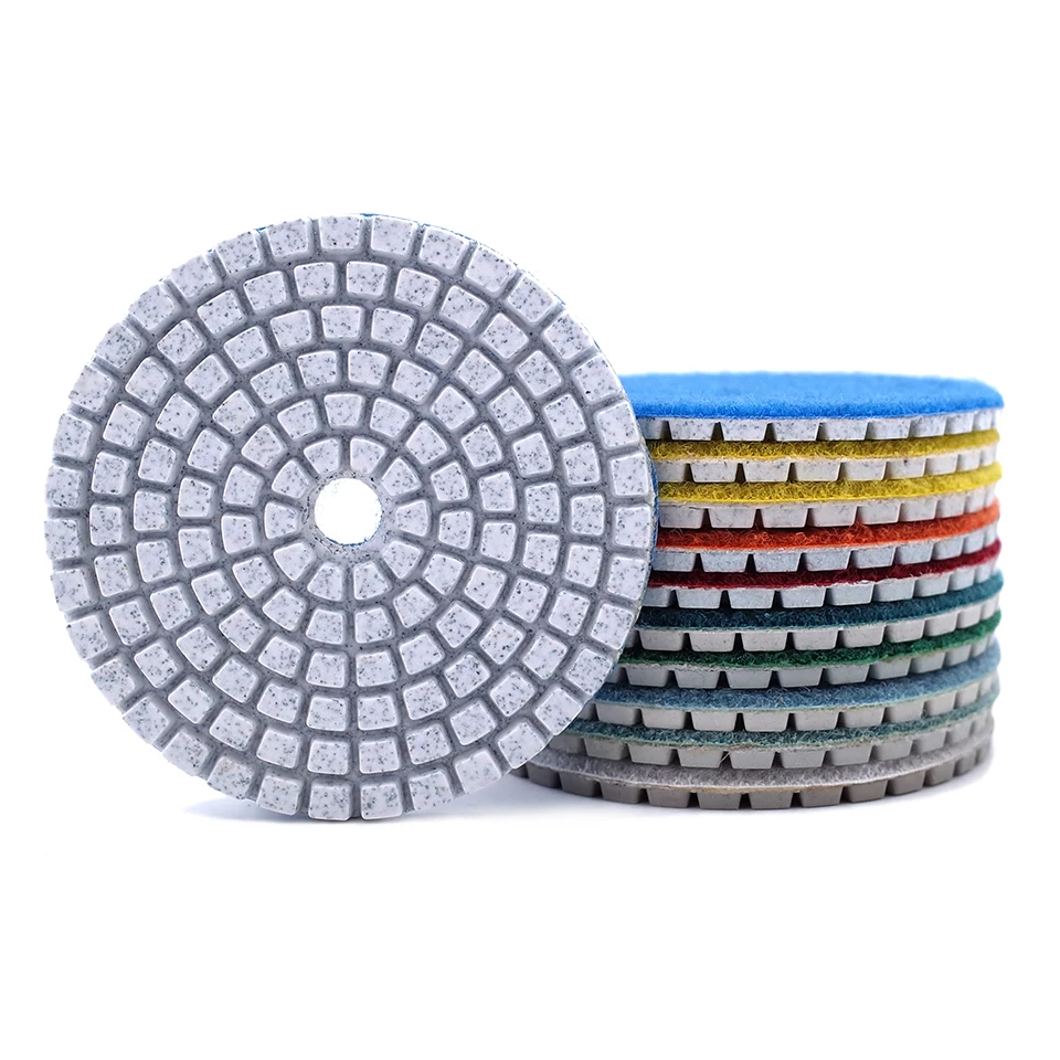 Imagem -02 - Rijilei Pcs Wet Dry Diamante Almofada de Lustro Flexível Discos de Moagem para Granito e Mármore Pedra Piso de Concreto Polonês Zj10