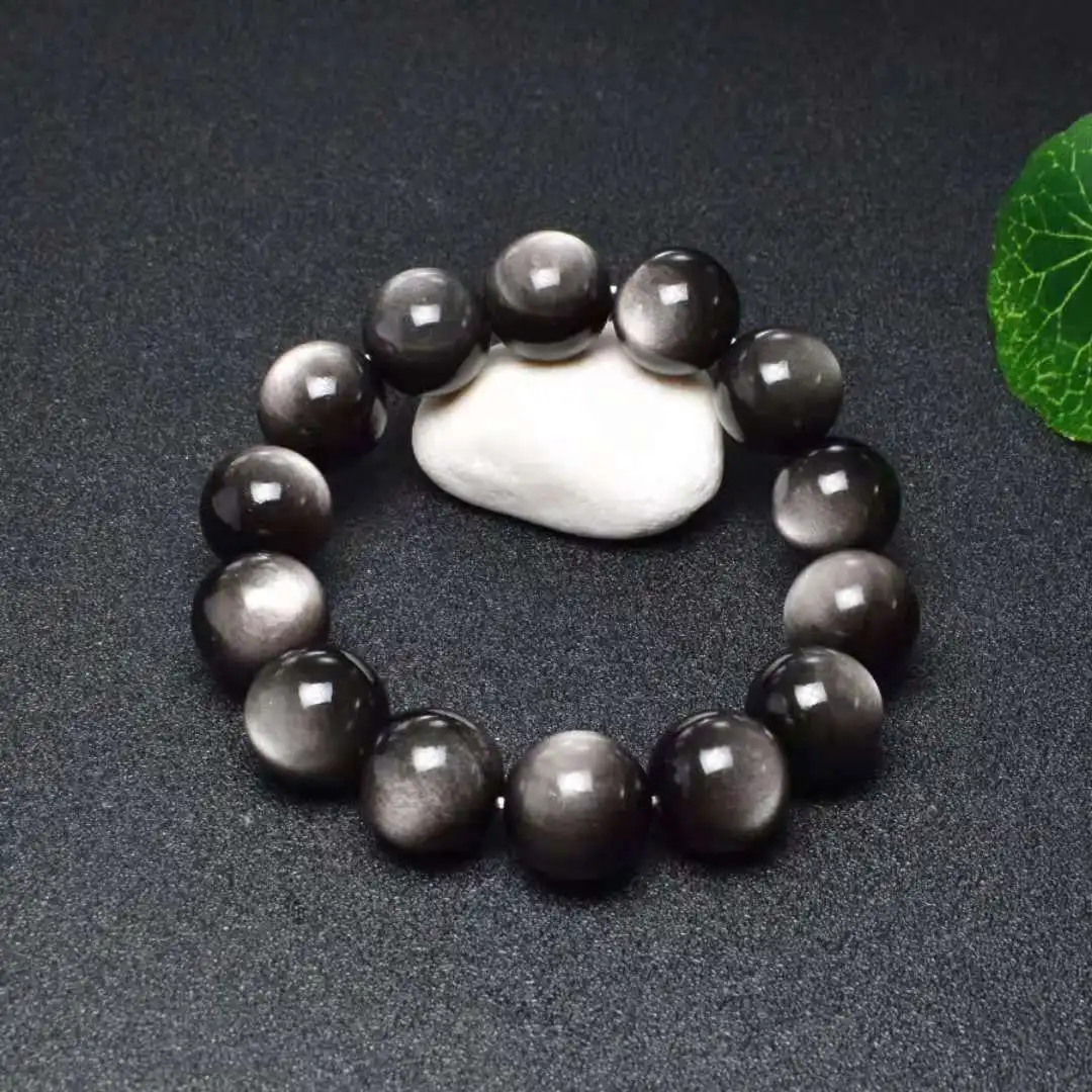 Natural 7A rainbow eyes obsidian beads bracelets bangle rainbow eye for women round lucky beads bracelet