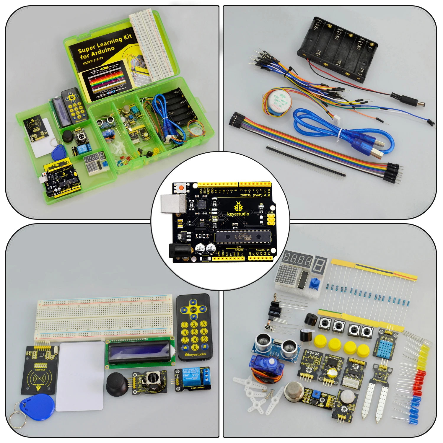 NEUES, verbessertes Keyestudio Super Starter Kit mit V4.0 Board für Arduino Starter Kit für UNOR3 32Projects + Tutorial mit Geschenkbox