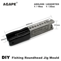 Agape DIY Fishing Roundhead Jig mold ADRJHM/ASSORTED COMBO 1/16oz(1.75g), 1/32oz(0.875g) 8 ubytków