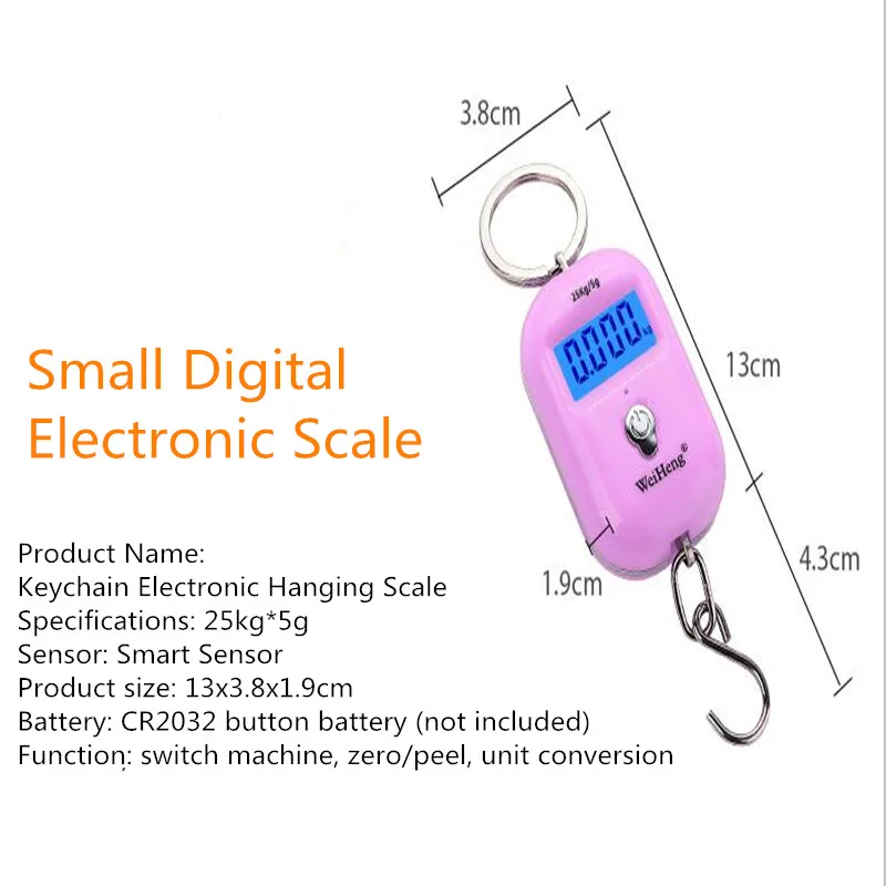 25kg/5g Mini Hanging Scale Portable Electronic Digital Backlight Luggage Scale Steelyard Hanging Weighting Hook Scales 40% off