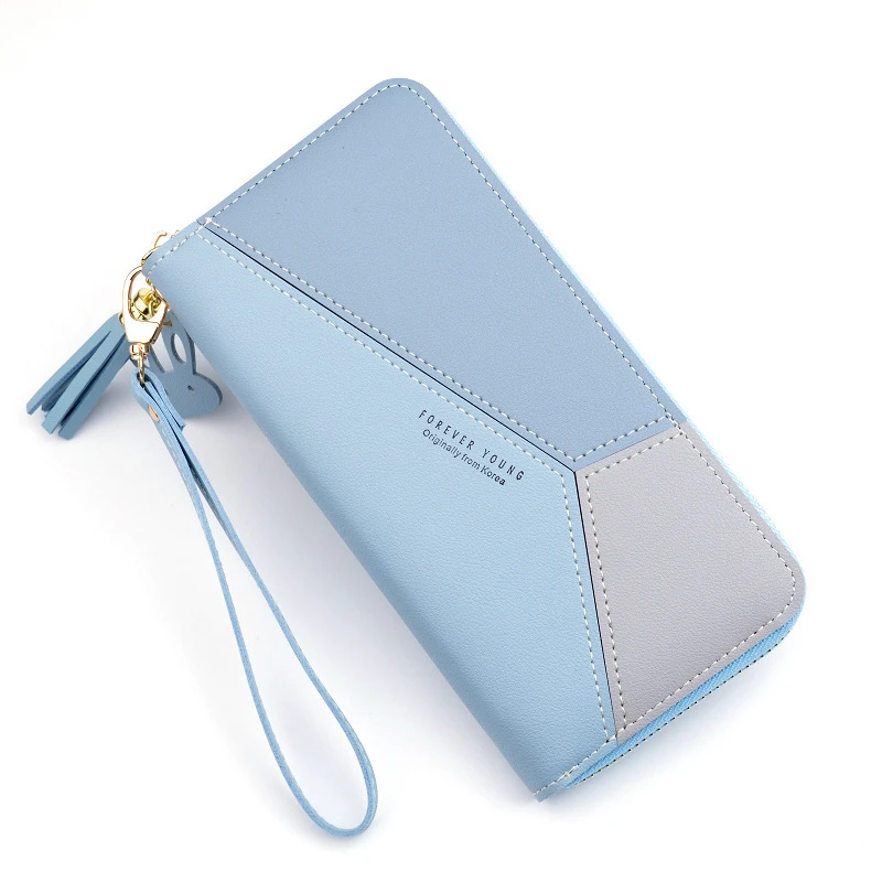 Geometric Luxury Brand PU Leather Women Long Zipper Coin Purses Tassel Design Clutch Wallet Female Money Credit Card Holder