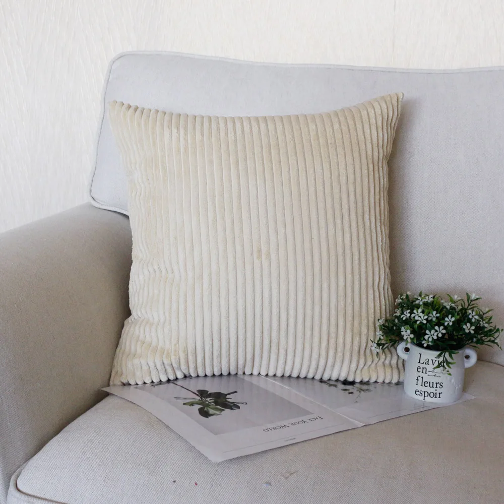 Gestreifter Cordstoff, einfarbig, Kissenbezug, 45/50/60 cm, Sofa-Bett-Dekoration, klassischer einfacher Kissenbezug NPCJC-C – Detail 11