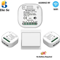 WiFi RF Light Switch 16A 220V Interruptor and 433mhz Kinetic Self Powered Wall Switch No Battery Need Tuya Smart Life,for Alexa