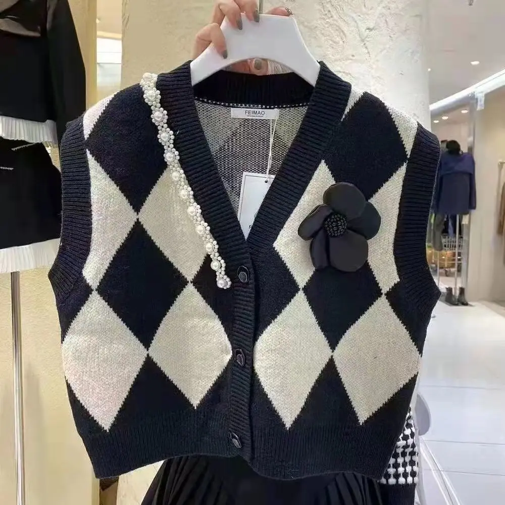 

Sweaters Vest Women Classic Preppy Style V-neck Retro Style Japanese Stylish High-street Simple Ulzzang Fashion Knitted Female