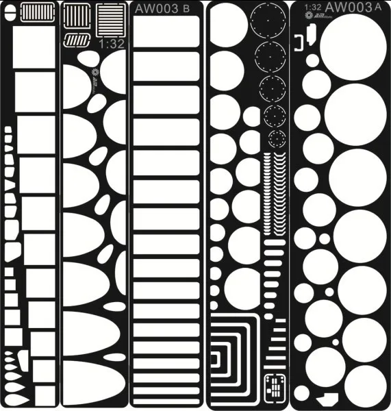 AW003 1/32 Model Tools Stainless Steel Scribing Templates For Aircraft