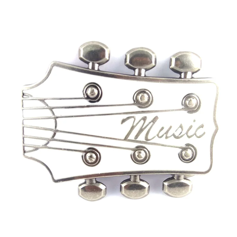 

Electric Guitar Head Music Musician Country White Metal Belt Buckle Casual Western Cowboy DIY Accessories Fashion Men Gifts