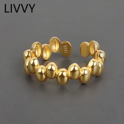 LIVVY Silver Color Irregular Geometric Dots  Ring  For Women  Fashion  Unique Design Handmade Jewelry Gift