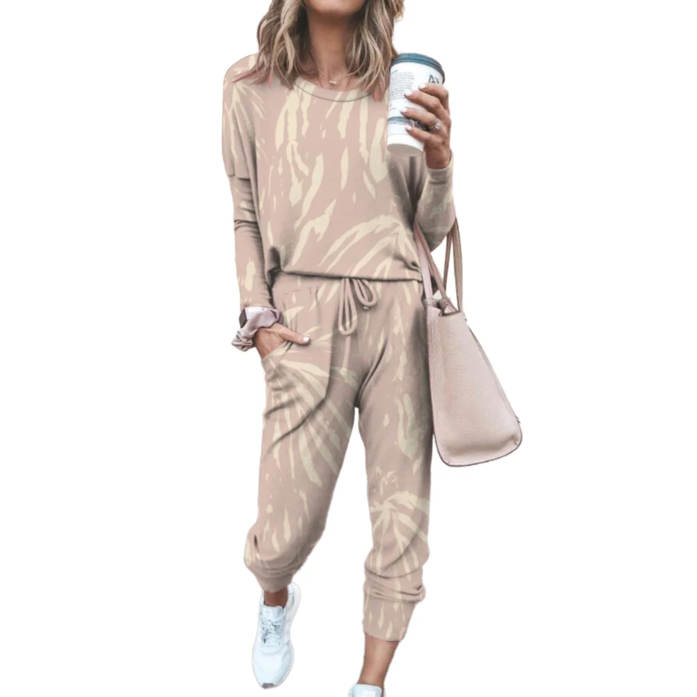 Tie Dye Loose Tracksuits Lounge Wear Women Casual Two Piece Set Spring Street t-shirt Tops and Jogger Set Suits 2pcs Outfits