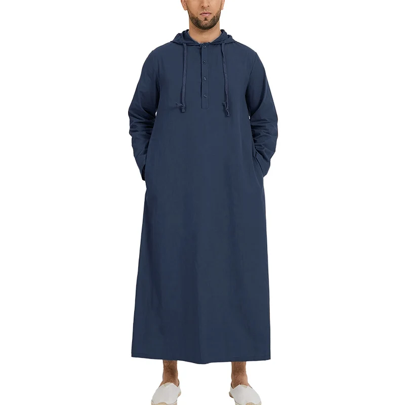 

2024 Men Muslim Robe Hoodies Kaftan Saudi Arabic Caftan Long Sleeve Arabic Islamic Jubba Thobe Casual Man Clothing S-5XL INCERUN