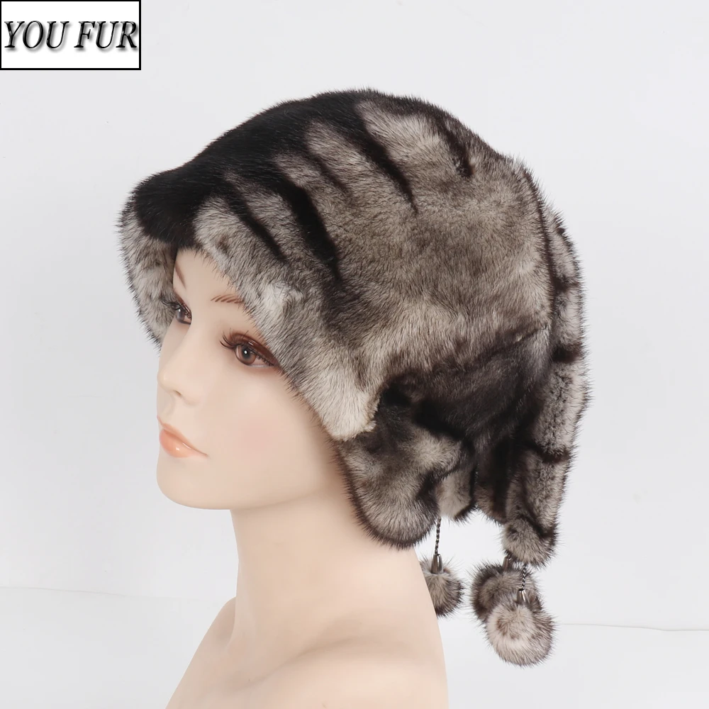 

2023 New Luxury Winter Women Genuine Mink Fur Hats Lady Full Pelt Warm Fluffy Real Mink Fur Caps High Quality Fashion Fur Cap