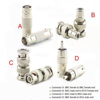 2/5/10Pcs BNC Female Connector to Female BNC Male to Male RCA Female BNC female to RCA Male Adapter Plug for System CCTV Camera