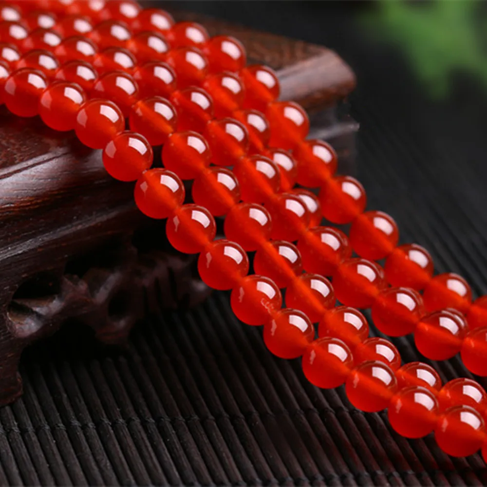 

Grade A Natural Rose Red Agate Beads 6mm-10mm Smooth Polished Round 15 Inch Strand MN01