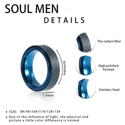 Gray Carbon Fiber Stainless Steel Fidget Ring for Men Women Rotating Spinner Rings Wedding Band Relieving Anxiety Engagement