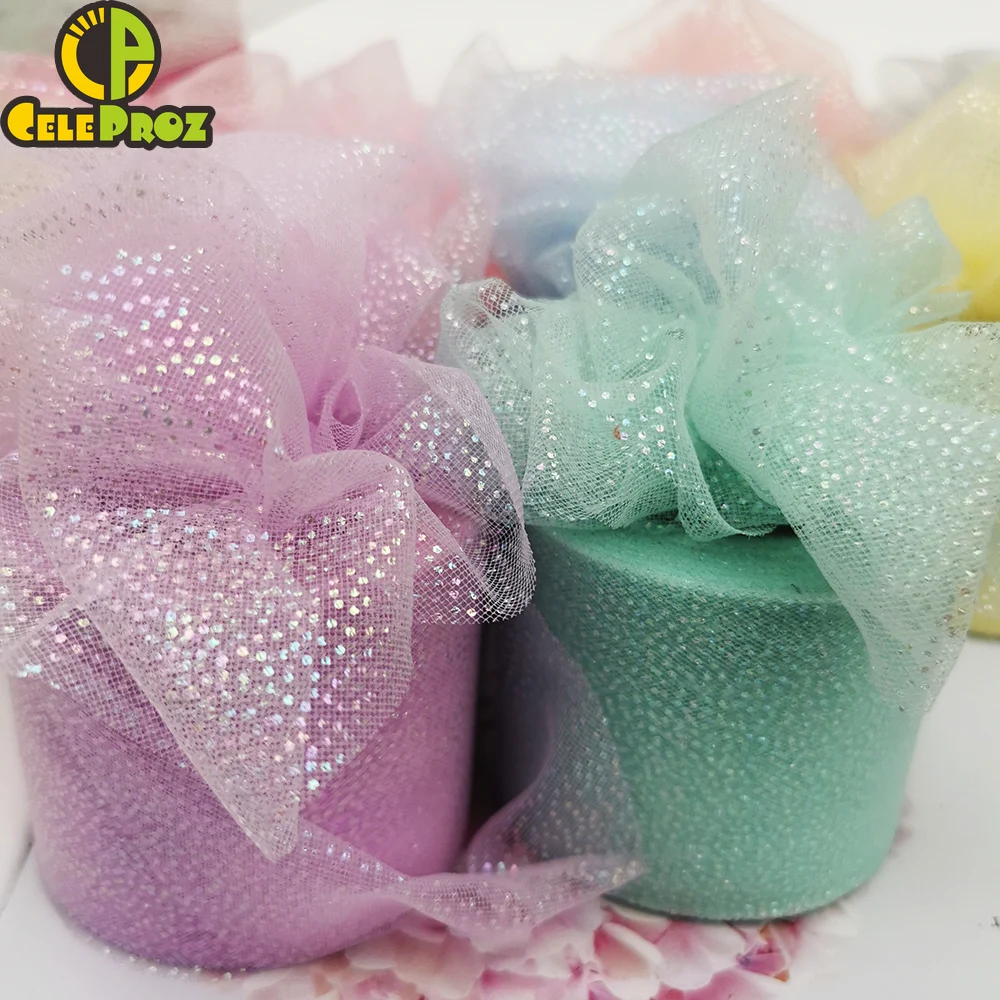 6cm 25 jardas hyun cor tule rolo arco-íris dot organza malha fita gaze tecido chá de fraldas hairbow diy headbands costura material